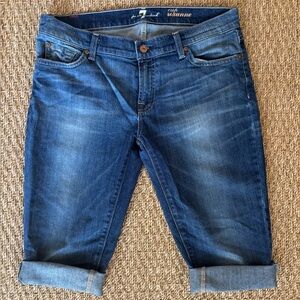 7 For All Mankind | Dark Blue Denim Jean Shorts Crop Roxanne Size 30